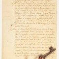 Fondazione 1563; Archivio; Documento e chiave reliquiario della Compagnia di San Paolo 1697