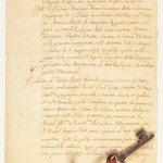 Fondazione 1563; Archivio; Documento e chiave reliquiario della Compagnia di San Paolo 1697